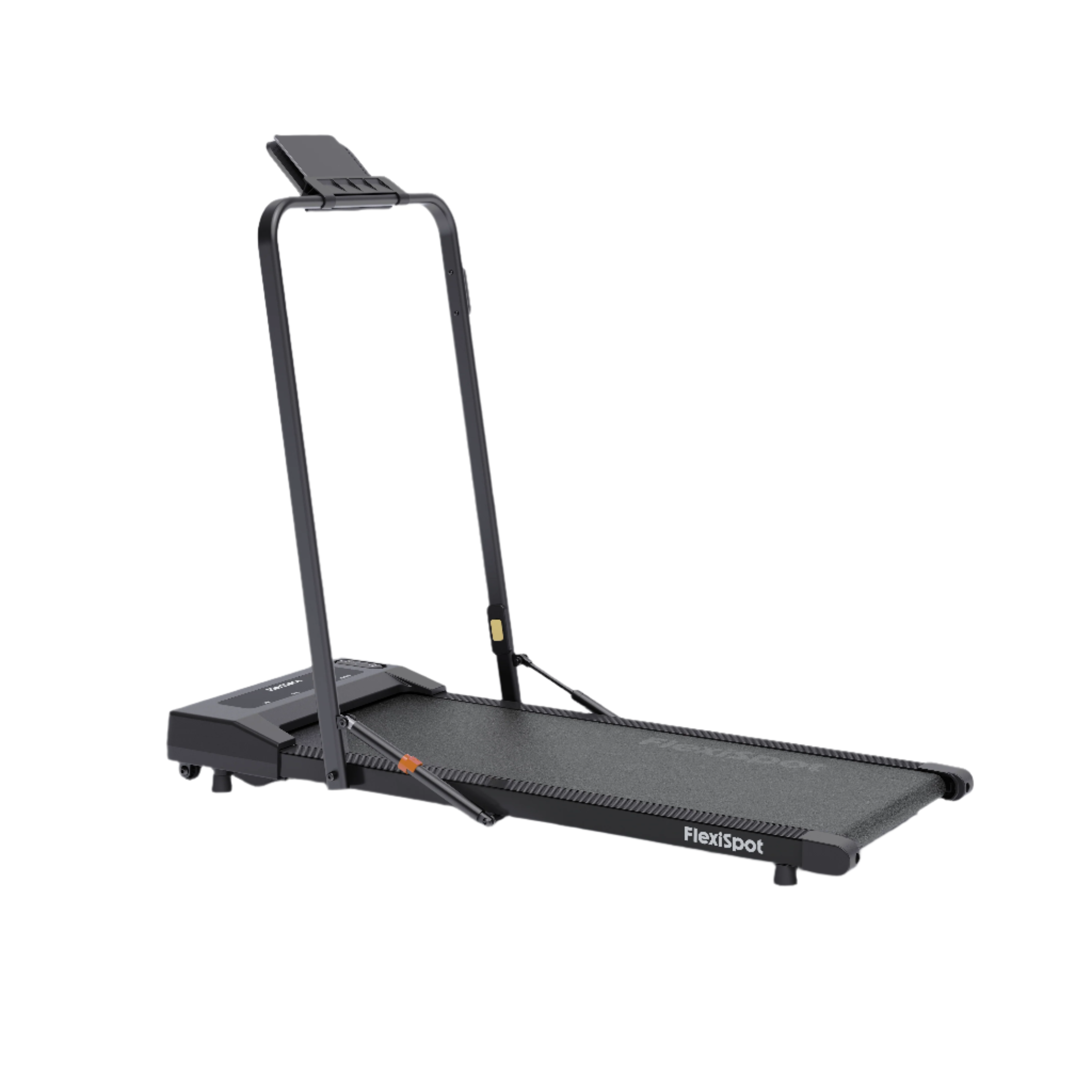 Black treadmill with Flexispot branding on a white background