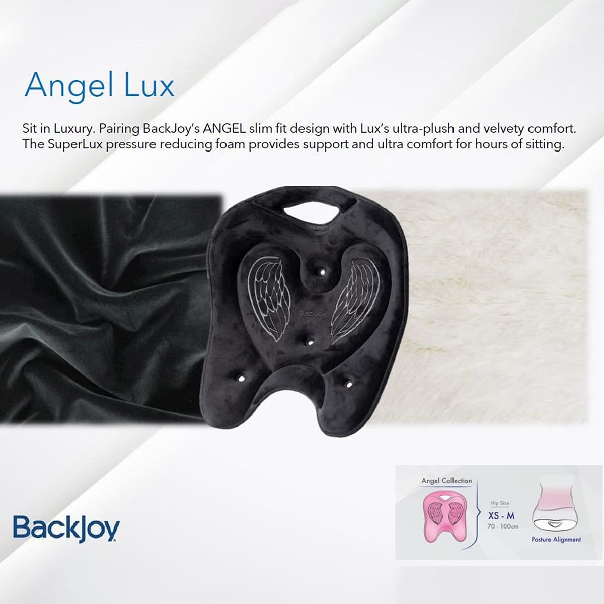BACKJOY Cushion Angel Lux Mediacore Relief SitSmart Ergonomic Seat Cushion Ergoworks