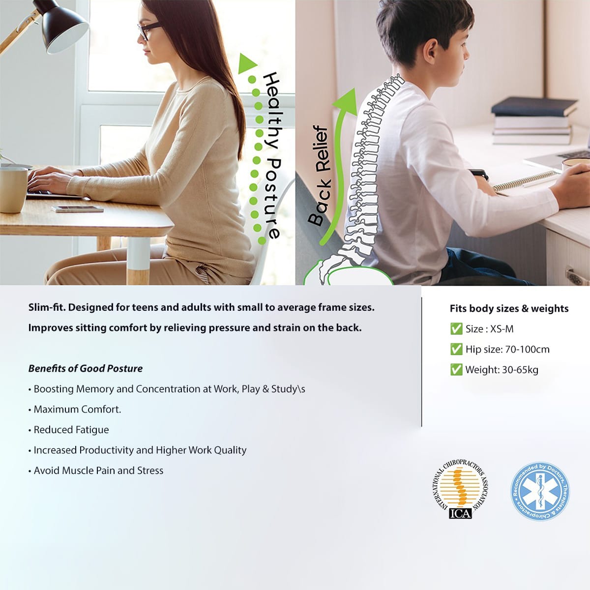 BACKJOY Cushion Angel Lux Mediacore Relief SitSmart Ergonomic Seat Cushion Ergoworks