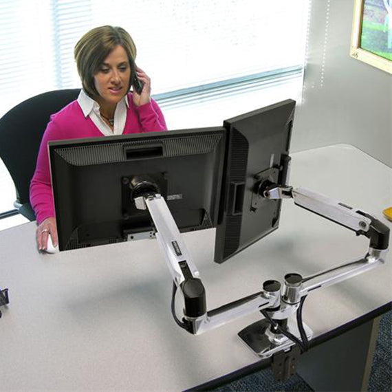 LX Dual Side-by-Side Monitor Arm (polished aluminum) - Ergoworks