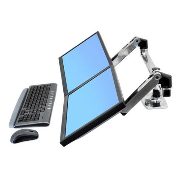LX Dual Side-by-Side Monitor Arm (polished aluminum) - Ergoworks