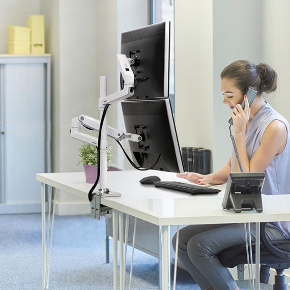 LX Dual Stacking Monitor Arm, Tall Pole (white) - Ergoworks