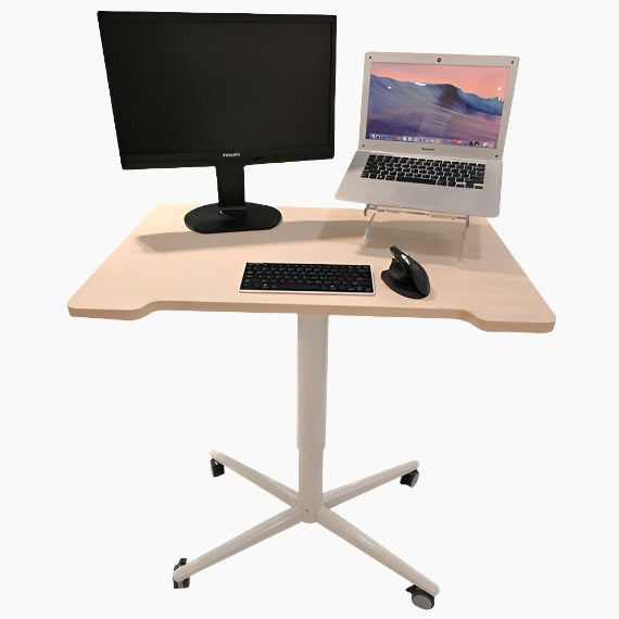 Mobile Single Pole Pneumatic Adjustable Desk ERGOWORKS