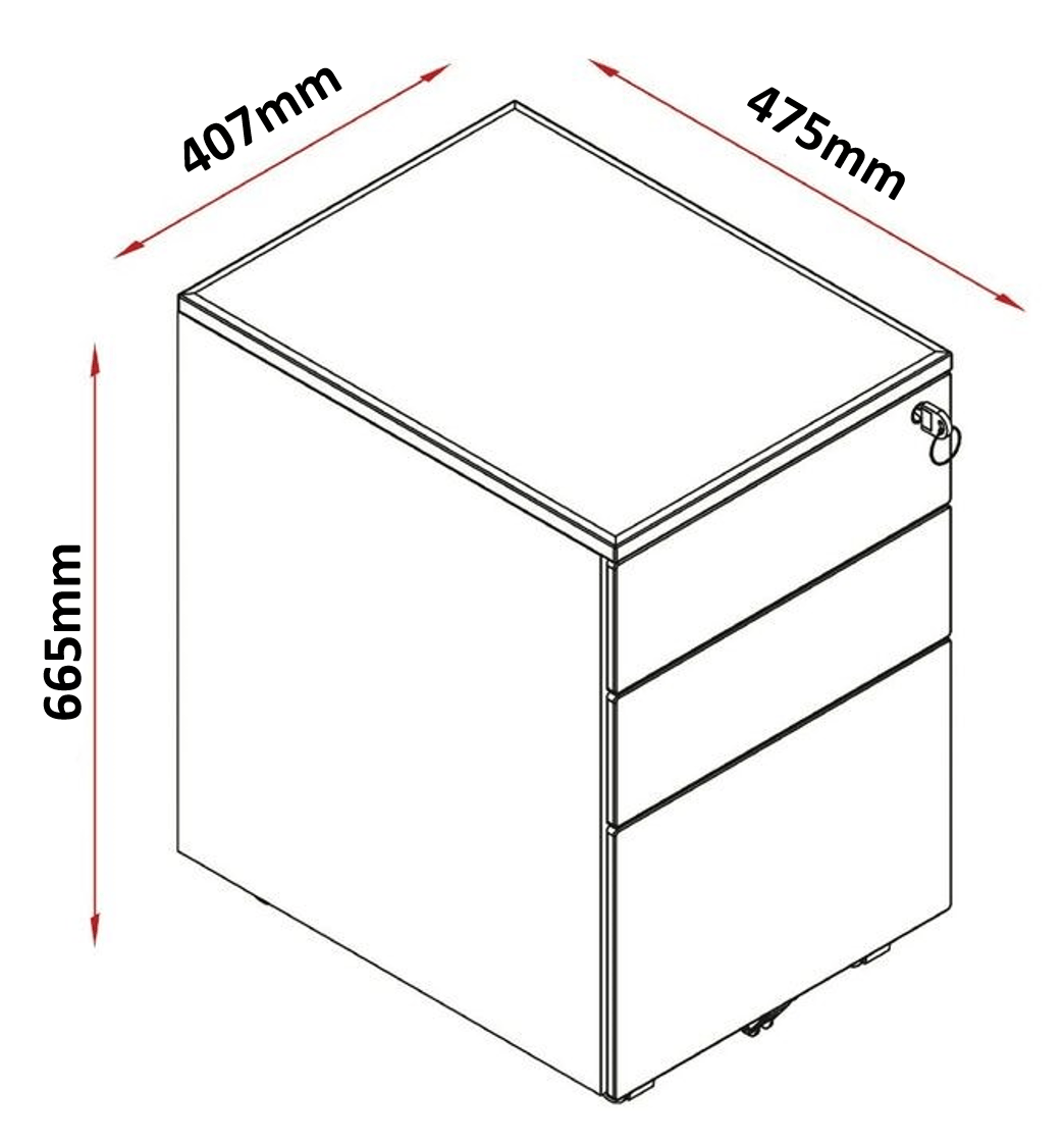 Ergoworks Under-Desk Accessories Mobile Pedestal Drawer with Lock and Castors Ergoworks