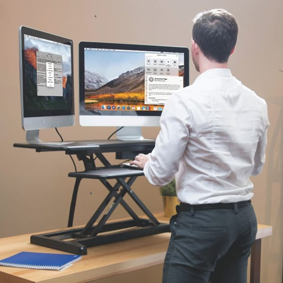Ergoworks Sit Stand Desk Converter Black Electric Sit Stand Desk Converter (M Series) Ergoworks