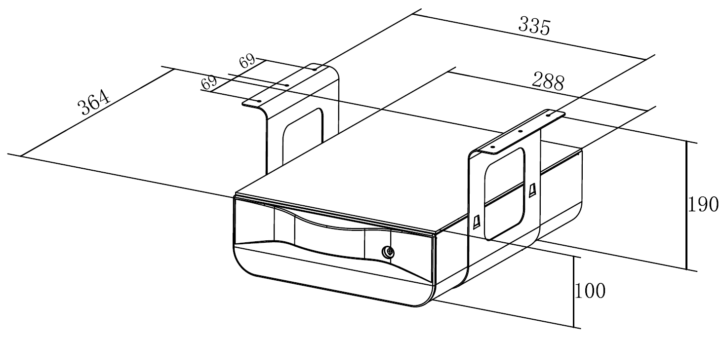 Under-Desk Steel Side Drawer With Lock - Ergoworks