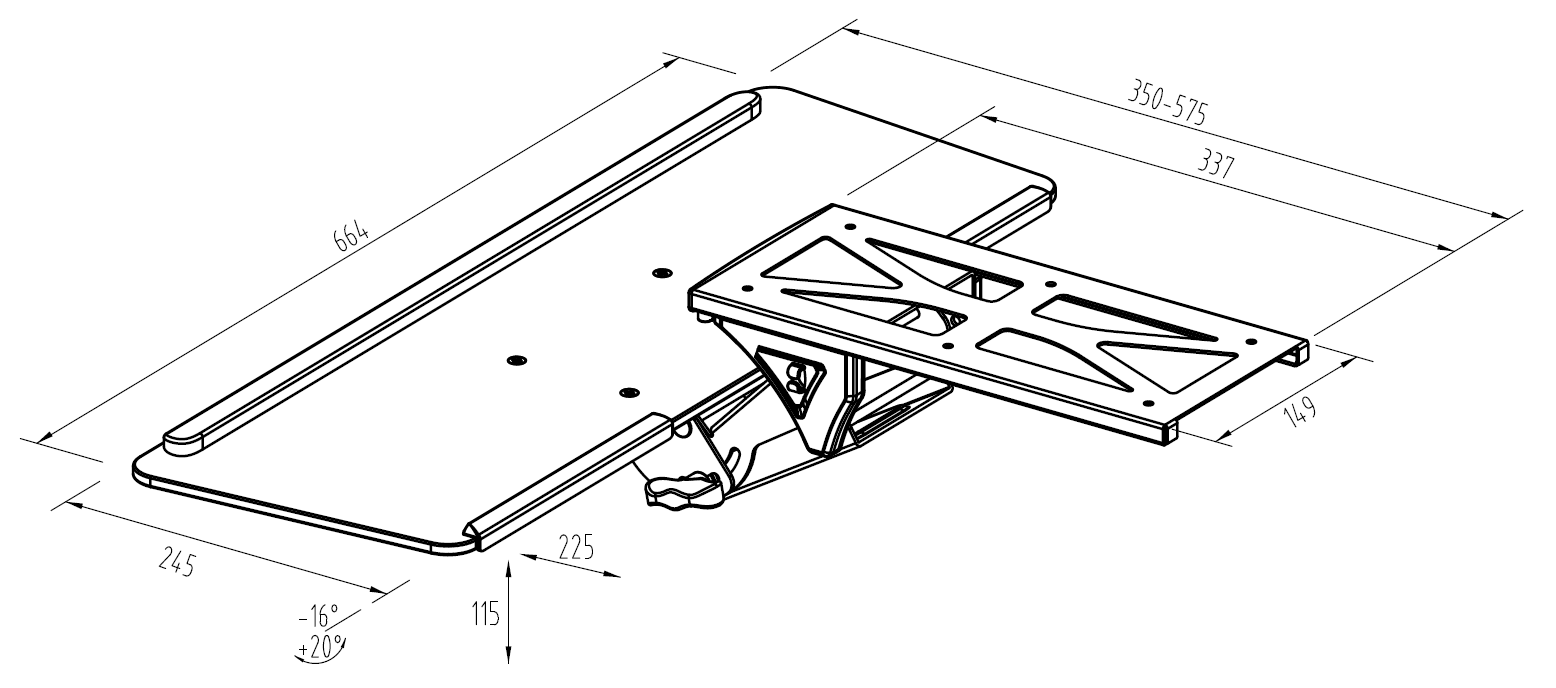 Ergoworks Under Desk Universal Keyboard Tray EW-KT101 BK - Ergoworks