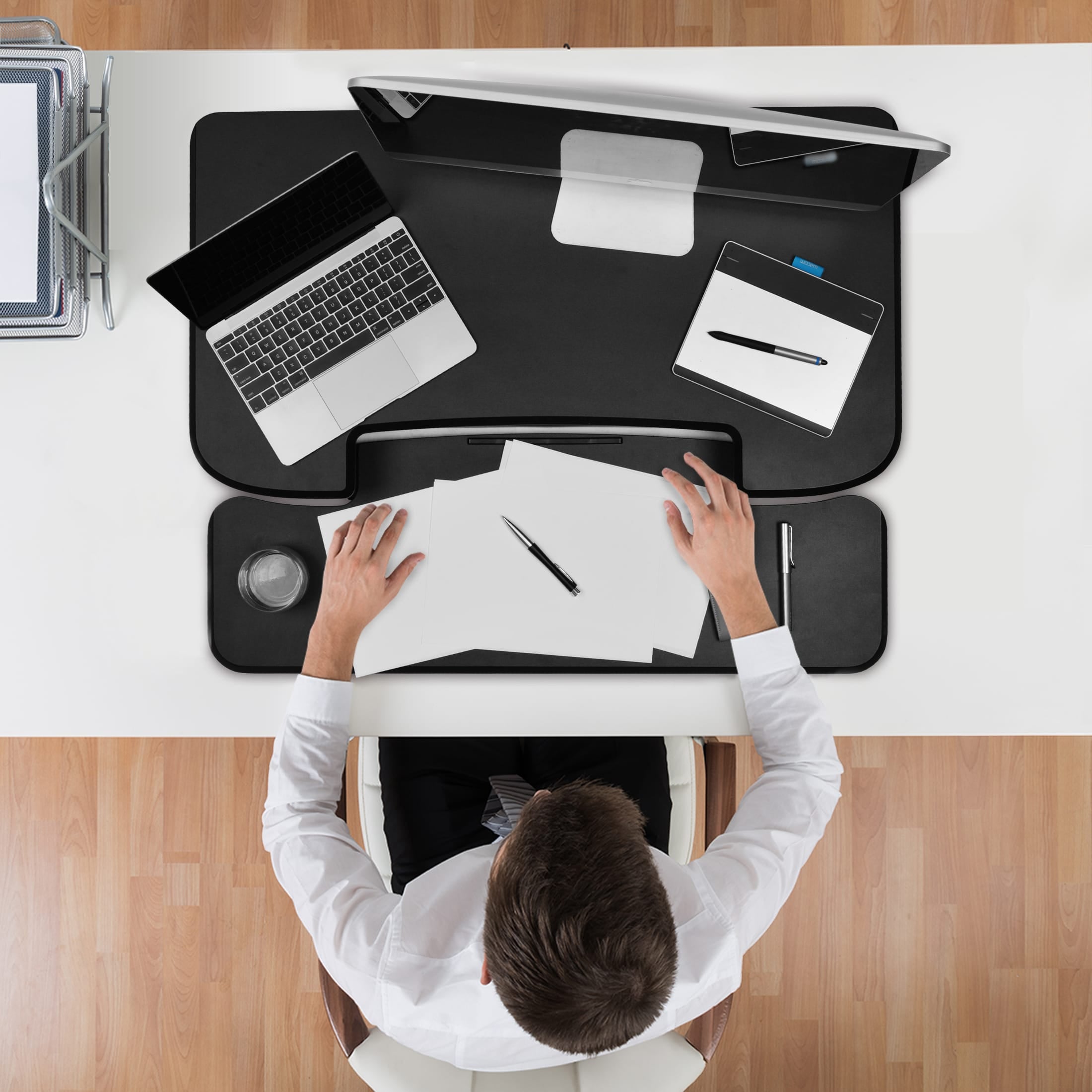 Ergoworks Sit Stand Desk Converter Black Electric Sit Stand Desk Converter (M Series) Ergoworks