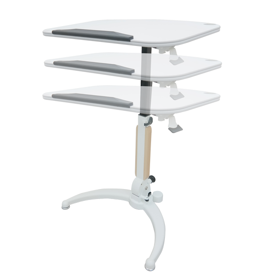 Mobile Gas Lift Height Adjustable Tilt & Foldable White Desk Impact