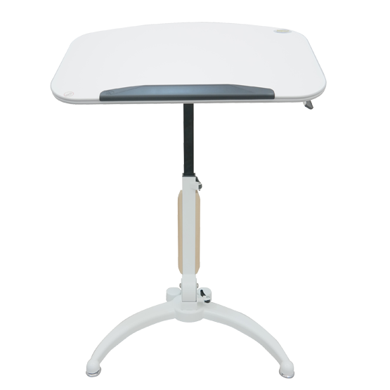 Mobile Gas Lift Height Adjustable Tilt & Foldable White Desk Impact