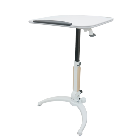 Mobile Gas Lift Height Adjustable Tilt & Foldable White Desk Impact