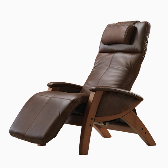 ERGOWORKS - EWZG6000-HWBR - Zero Gravity Massage Recliner Chair (Brown Genuine Leather with Honey Wood Frame) JS Test