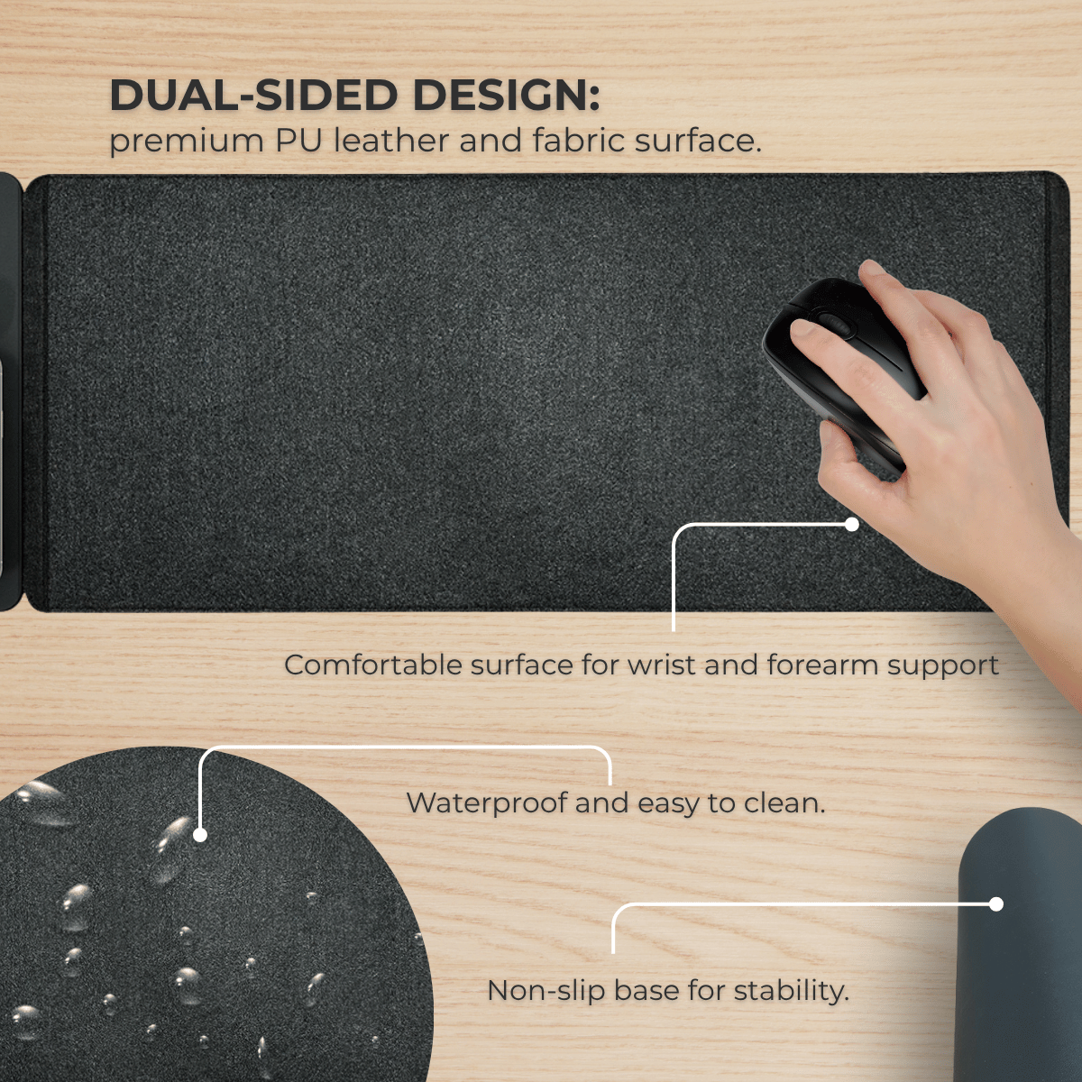 Comfy Desk Mouse Pad With Detachable Wireless Charger
