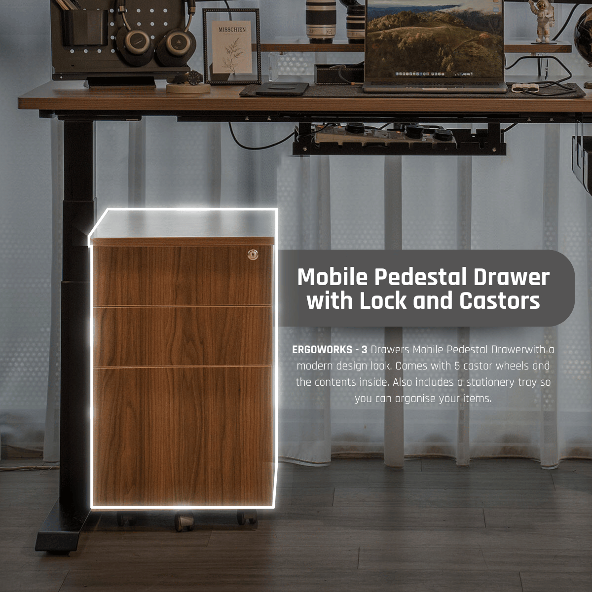 Mobile Pedestal Drawer with Lock and Castors
