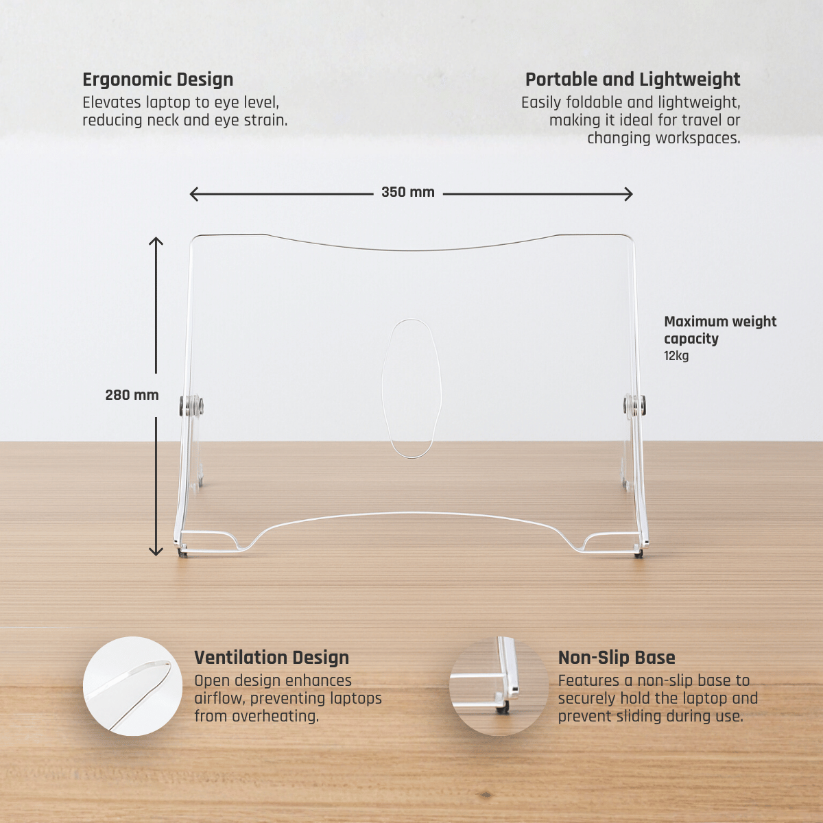Acrylic Adjustable Laptop Stand and Document Holder