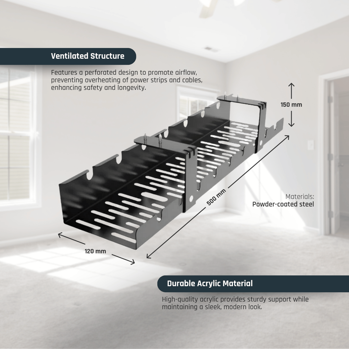 Under Desk Metal Cable Tray