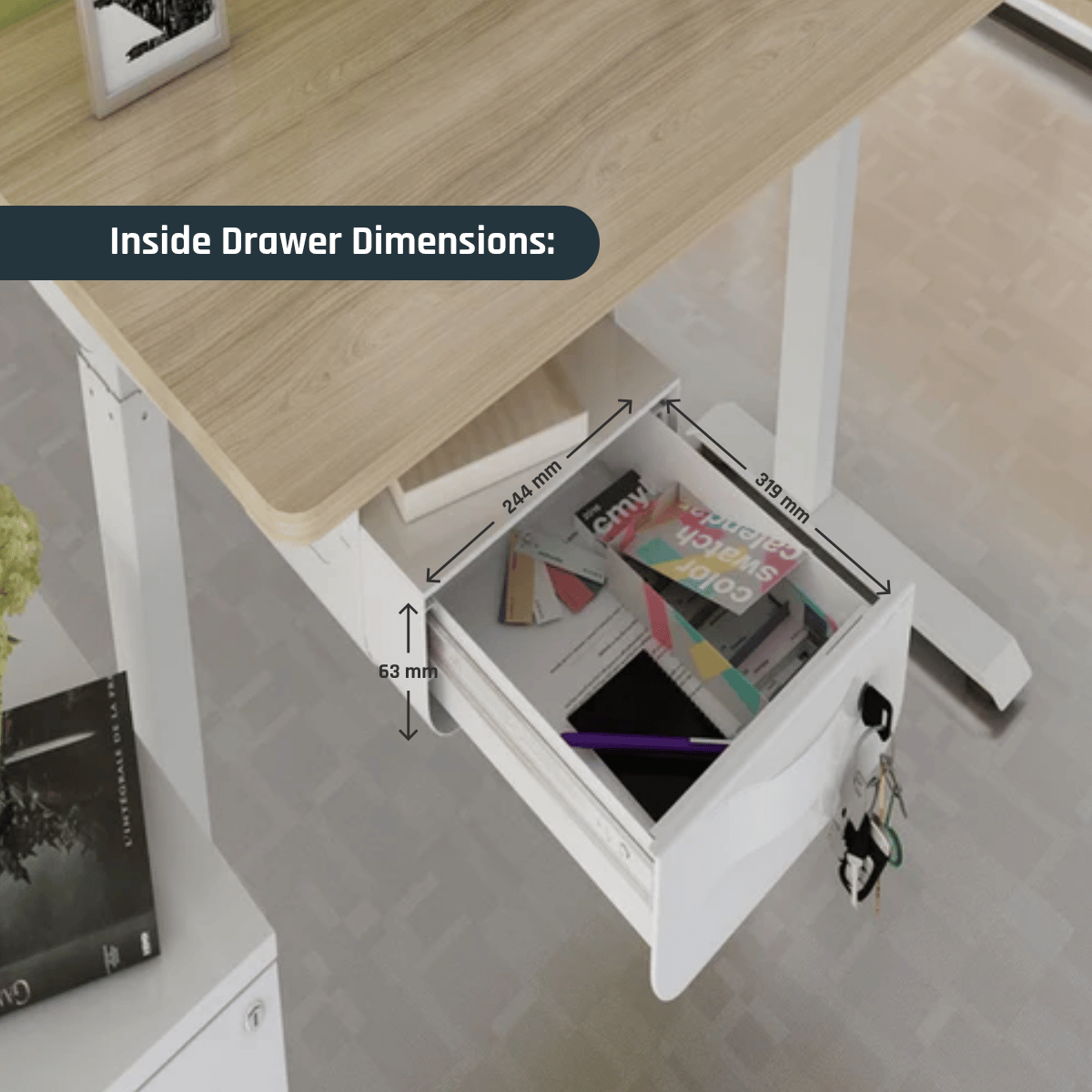 Under-Desk Steel Side Drawer With Lock