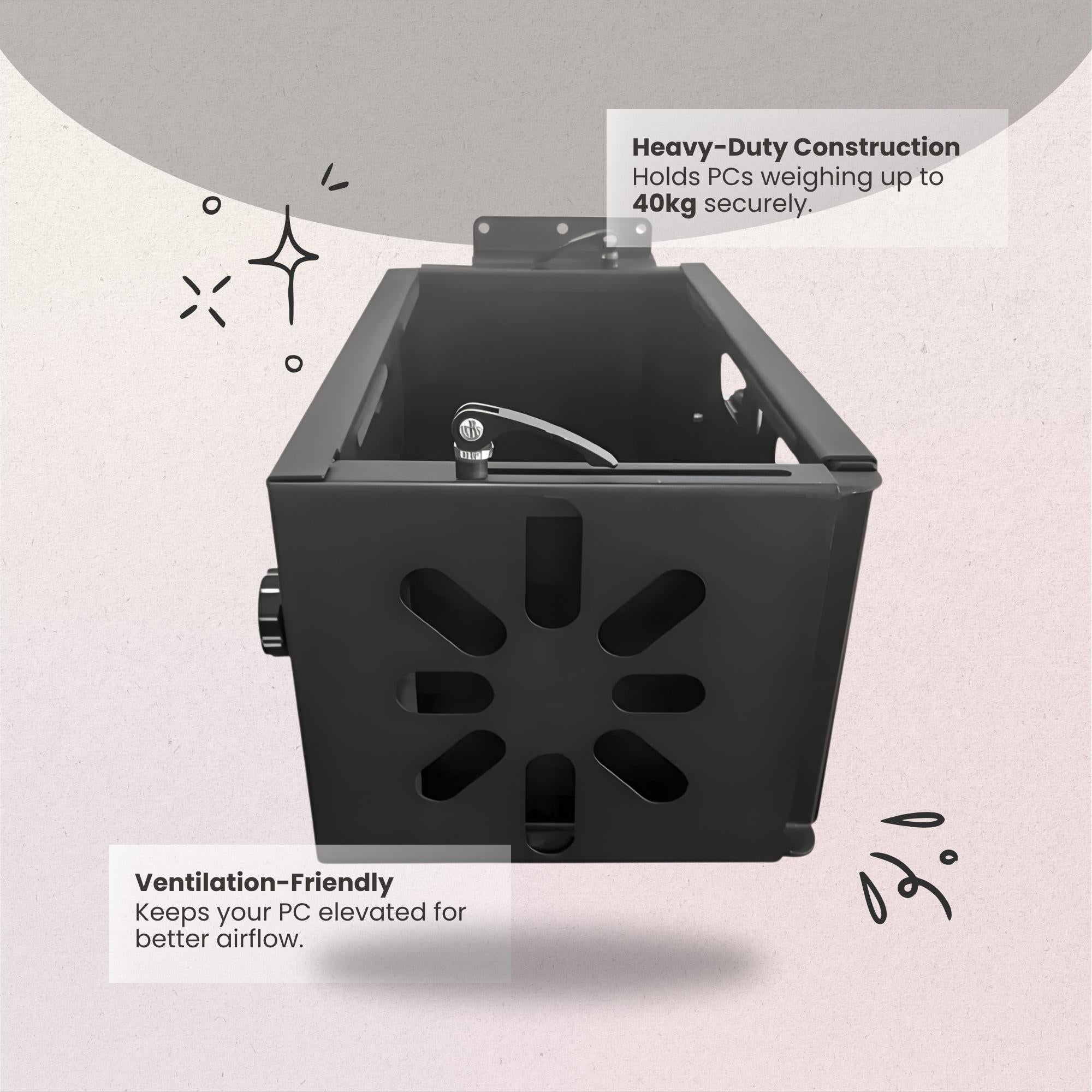 Heavy-Duty Under Desk CPU Holder