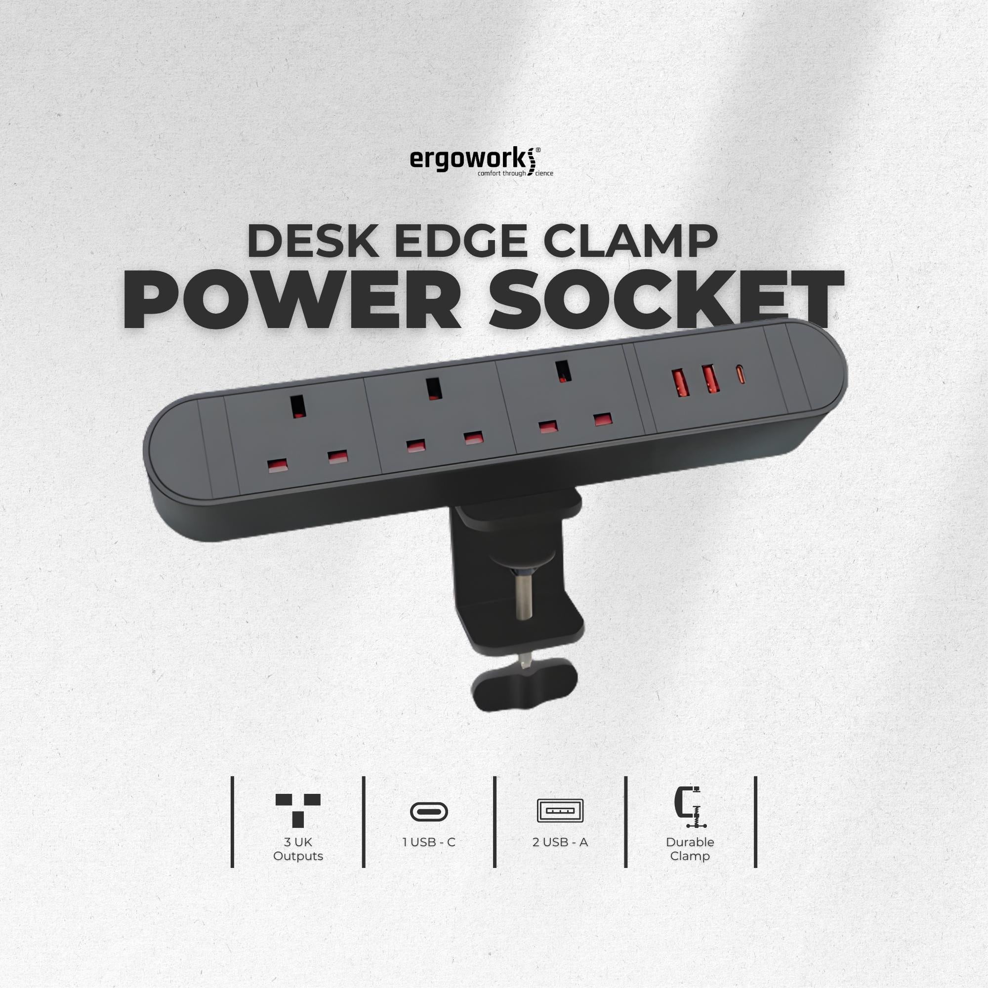 Desk Edge Clamp Power Socket