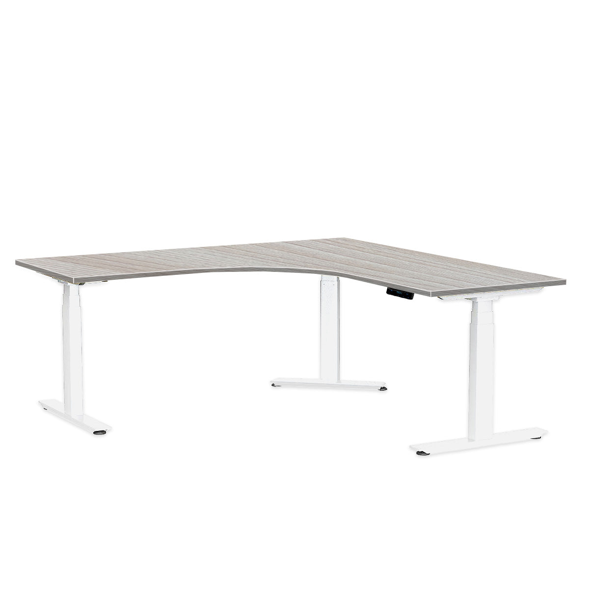 L-Shaped Electric Desk, MFC Tabletop, White Frame