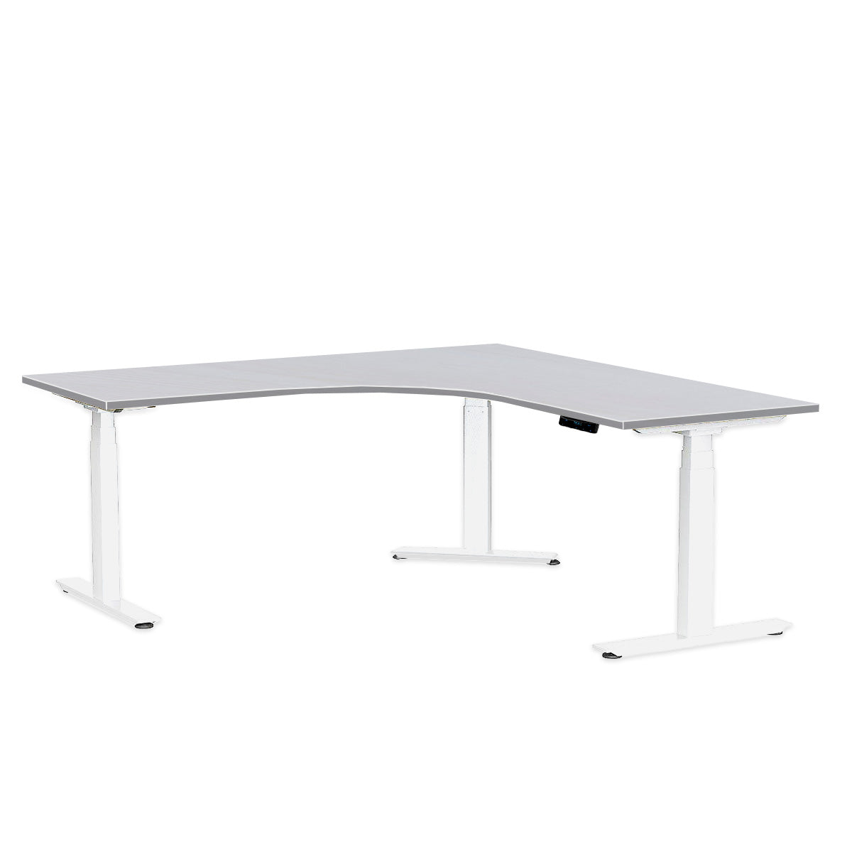 L-Shaped Electric Desk, MFC Tabletop, White Frame