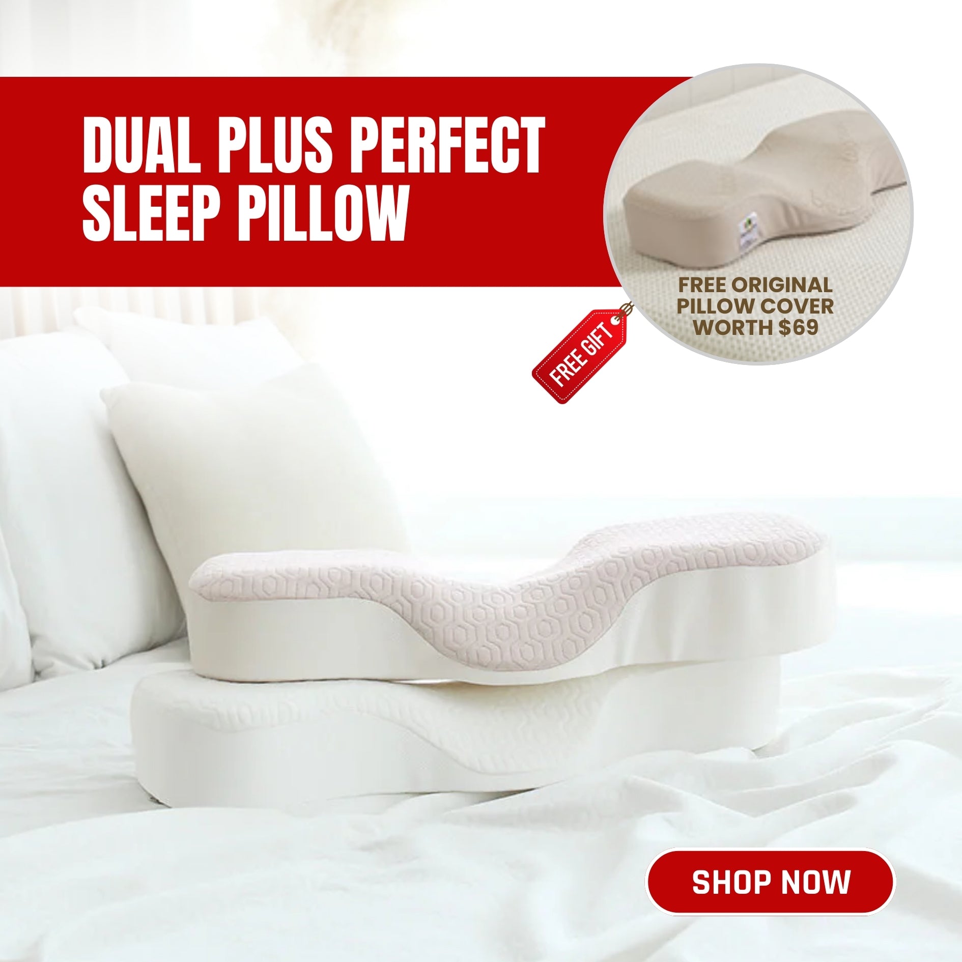 Dual Plus Perfect Sleep Pillow [Free Original Pillow Cover Worth $69]