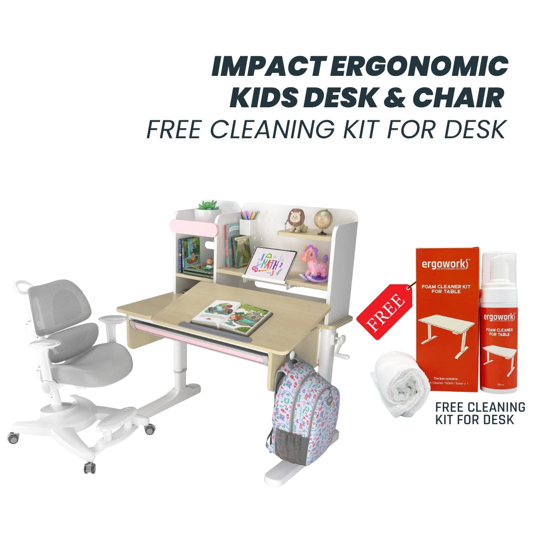 Impact Ergonomic Kids Desk & Chair + Free Cleaning Kit for Desk U.P $39.90 [Chair & Length Options Available]