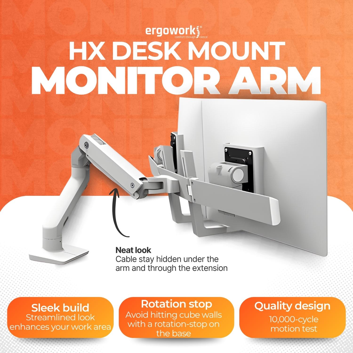 HX Desk Mount Dual Monitor Arm (white)