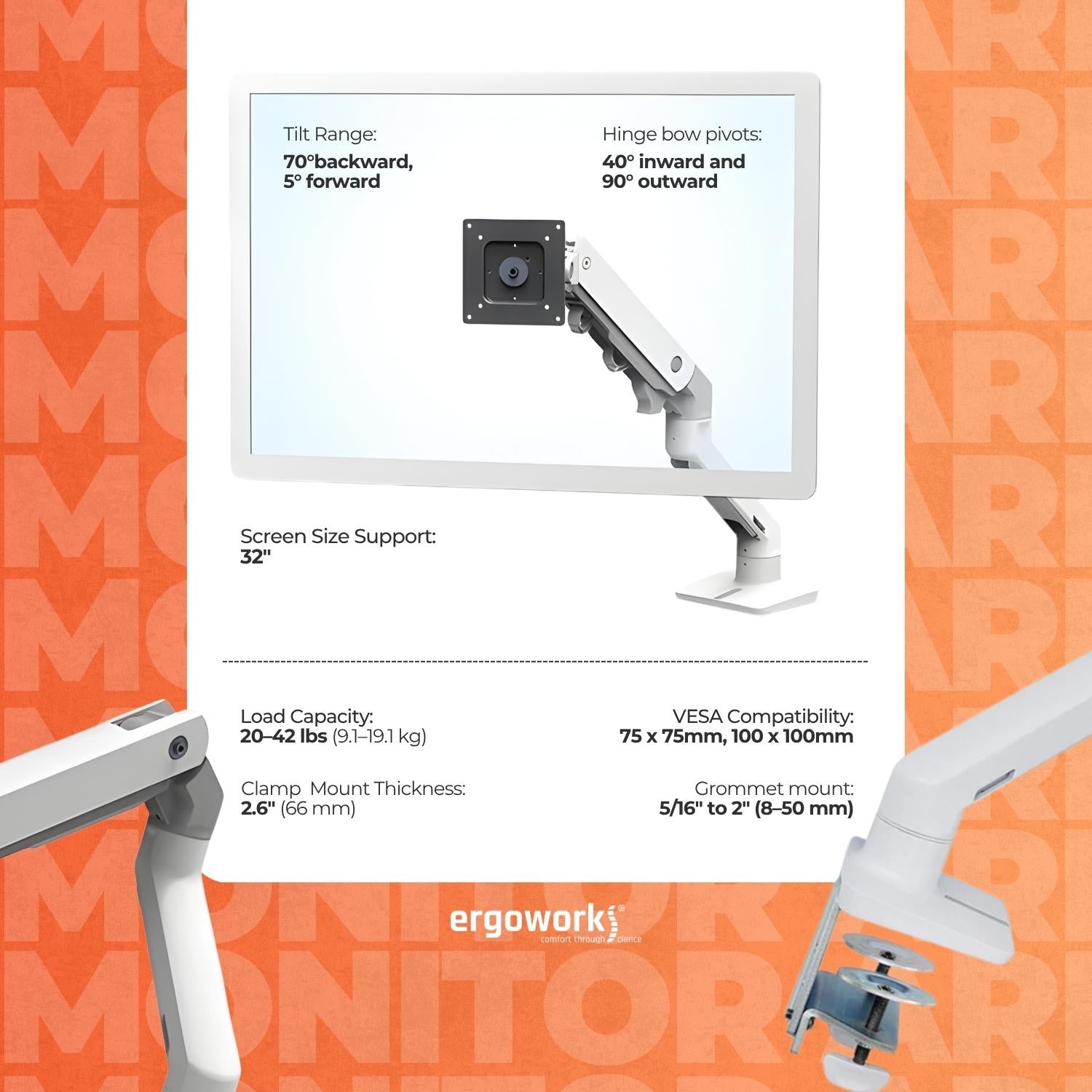 HX Desk Mount Monitor Arm (white)