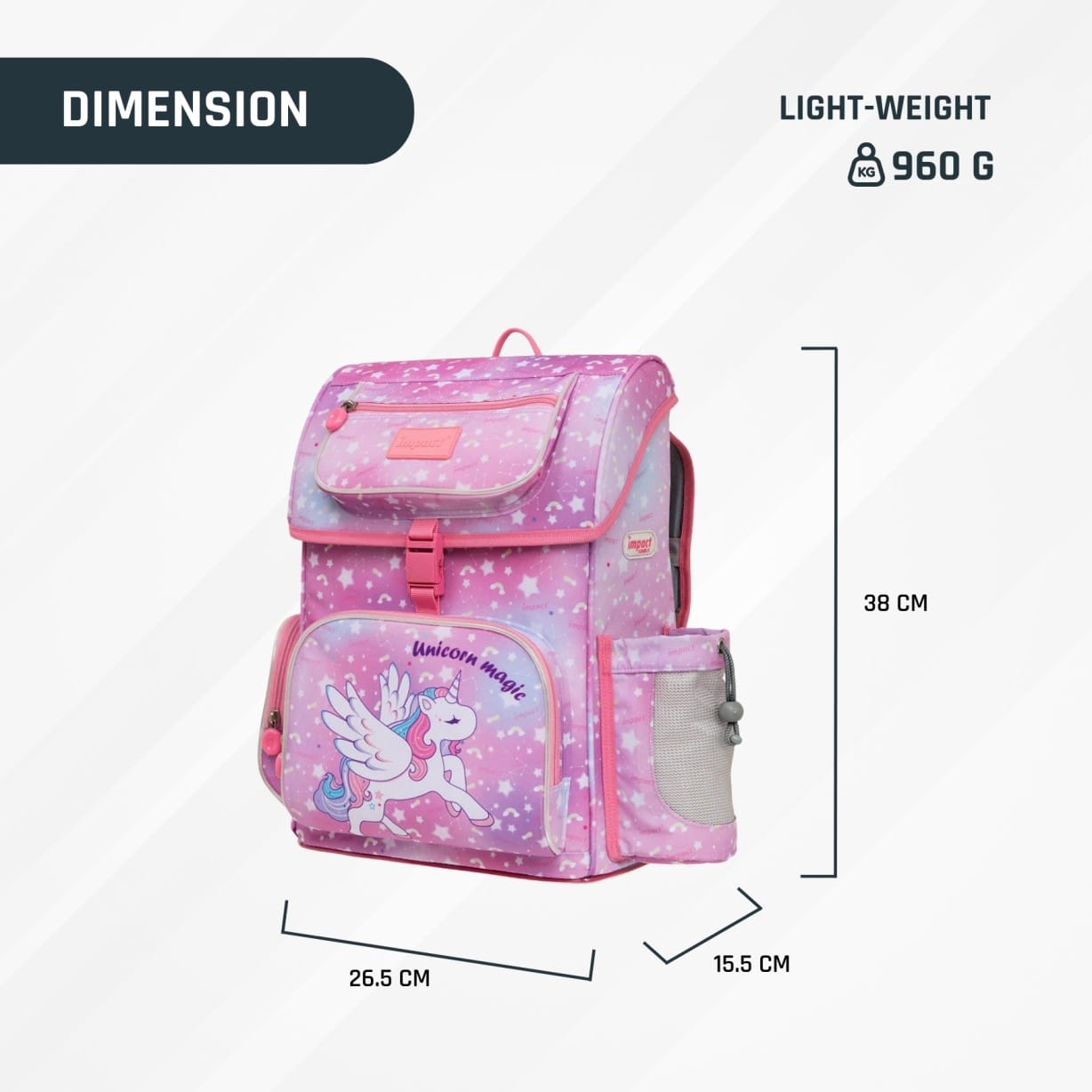 Impact School Bag Pink Impact Posture Correction Ergonomic Backpack, IM-00707 Ergoworks