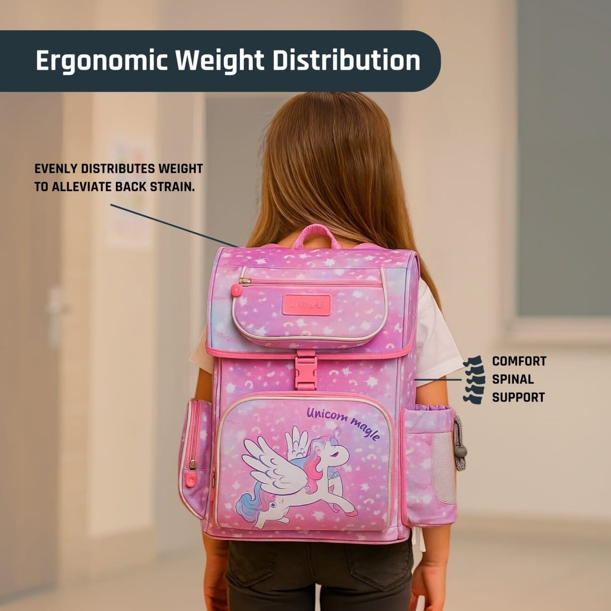 Impact School Bag Pink Impact Posture Correction Ergonomic Backpack, IM-00707 Ergoworks