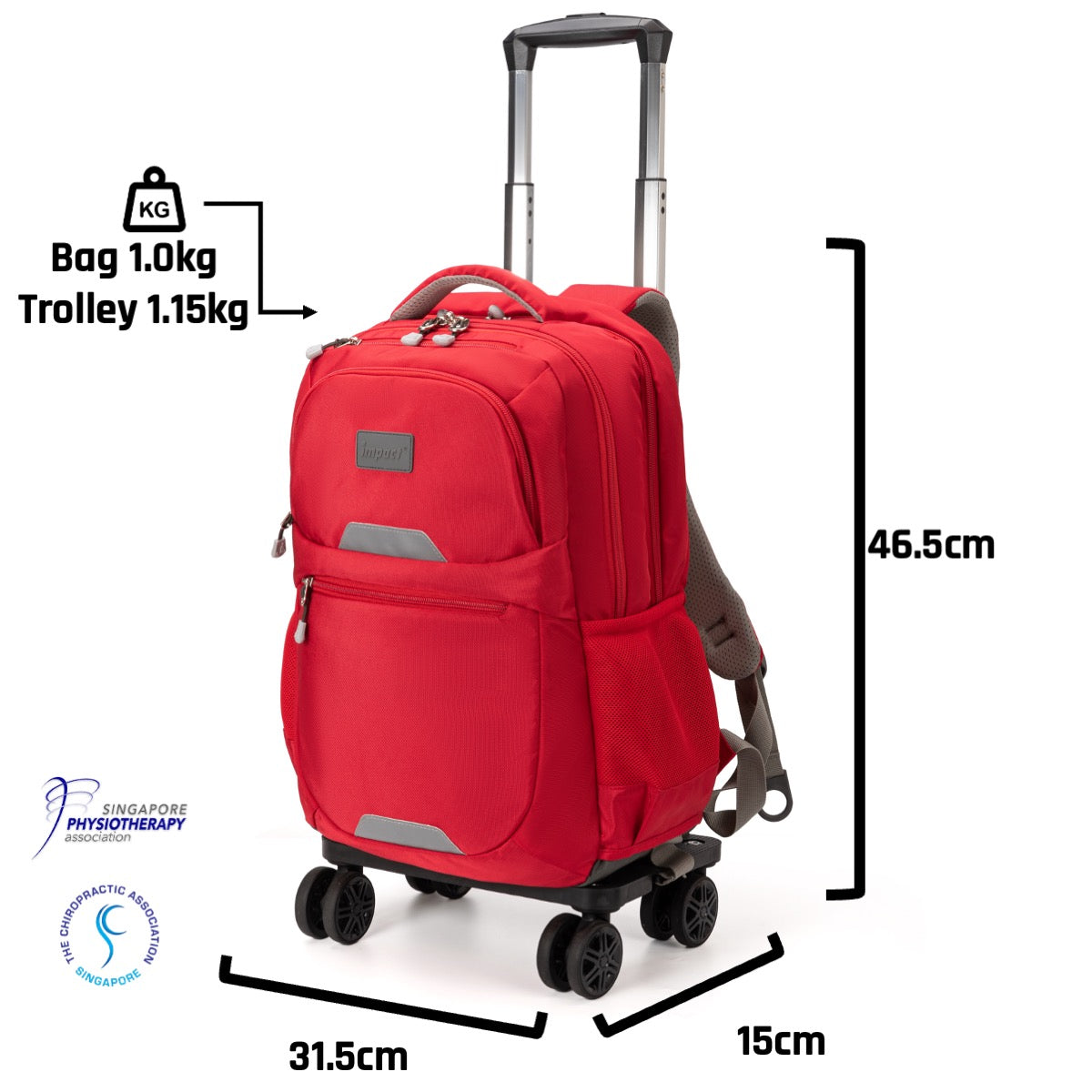 Impact School Bag IP-2300 - Ergo-Comfort Spinal Support Detachable Trolley Backpack
