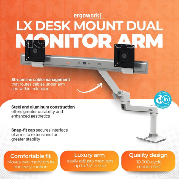 LX Desk Dual Direct Monitor Arm (white)
