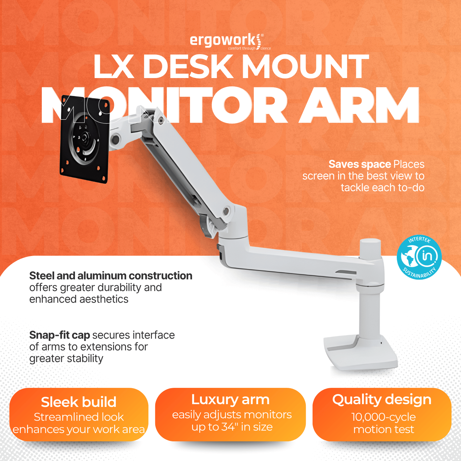 LX Desk Mount LCD Monitor Arm, White