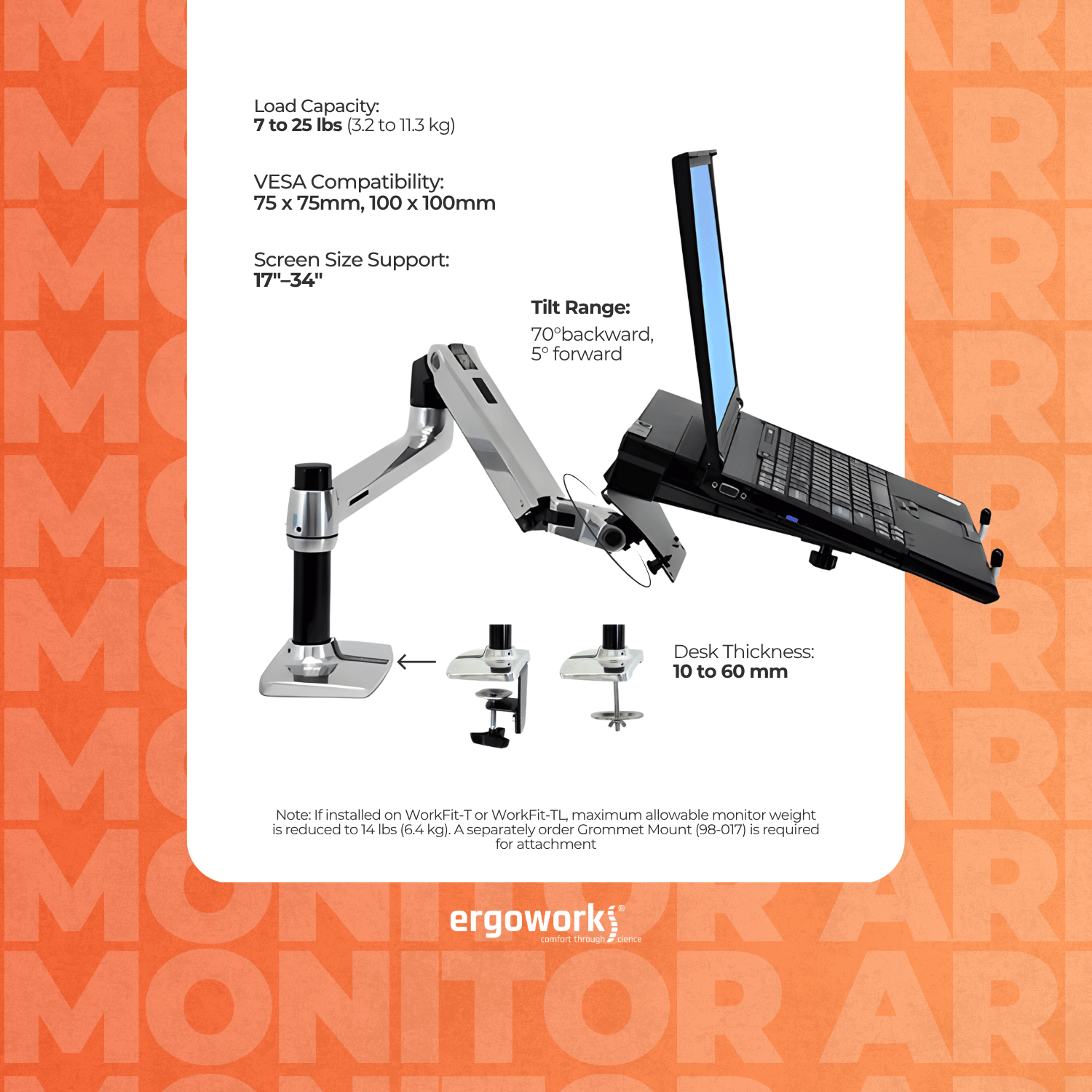 LX Desk Mount Monitor Arm (polished aluminum)