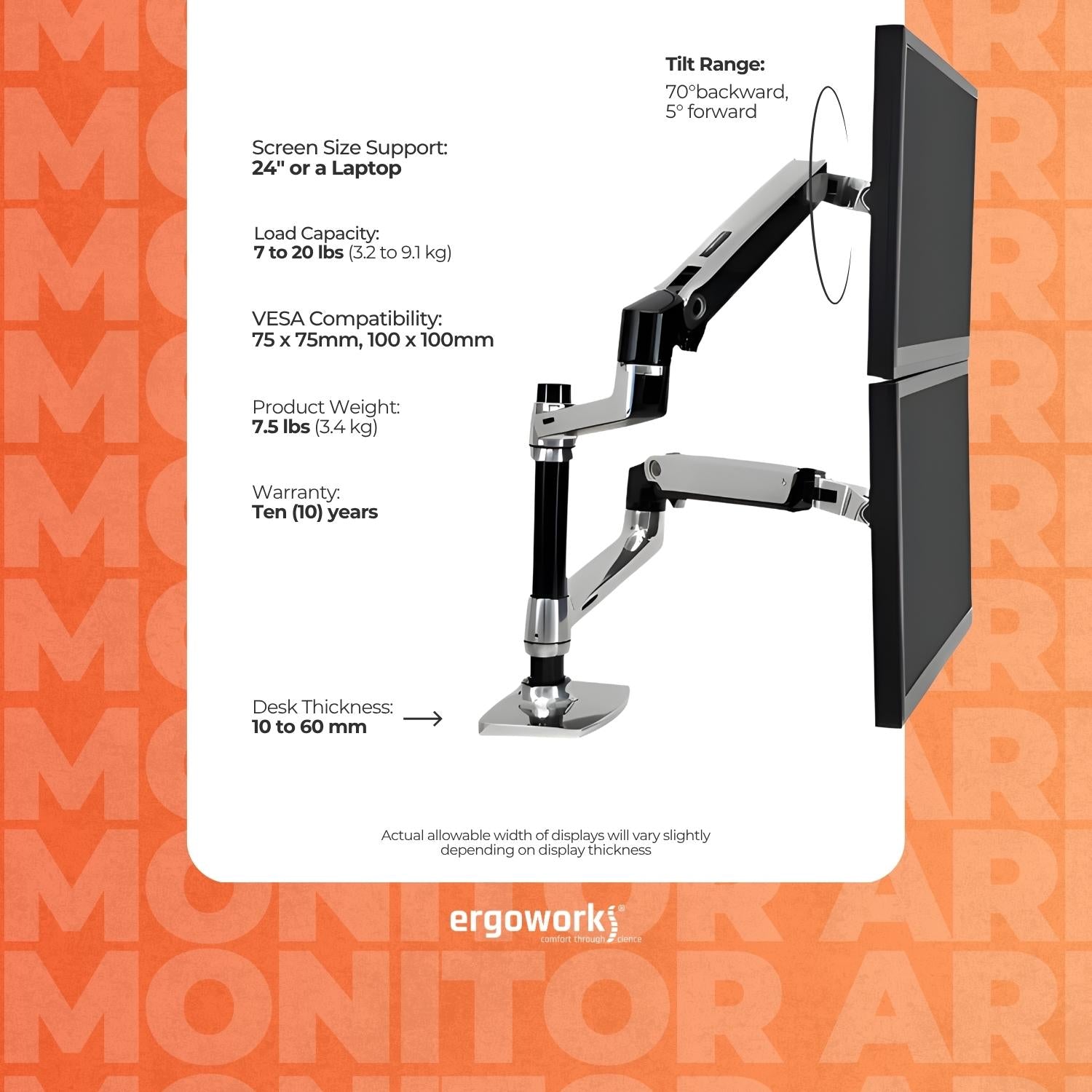 LX Dual Stacking Monitor Arm