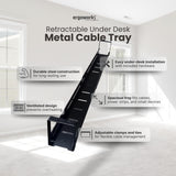 Ergoworks Under-Desk Accessories Retractable Under Desk Desk Metal Cable Tray Ergoworks