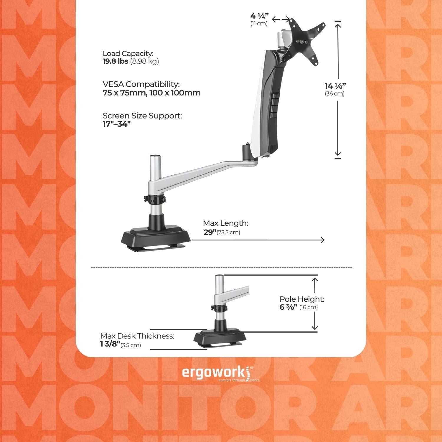 Varidesk Desk Mount Single Monitor Arm