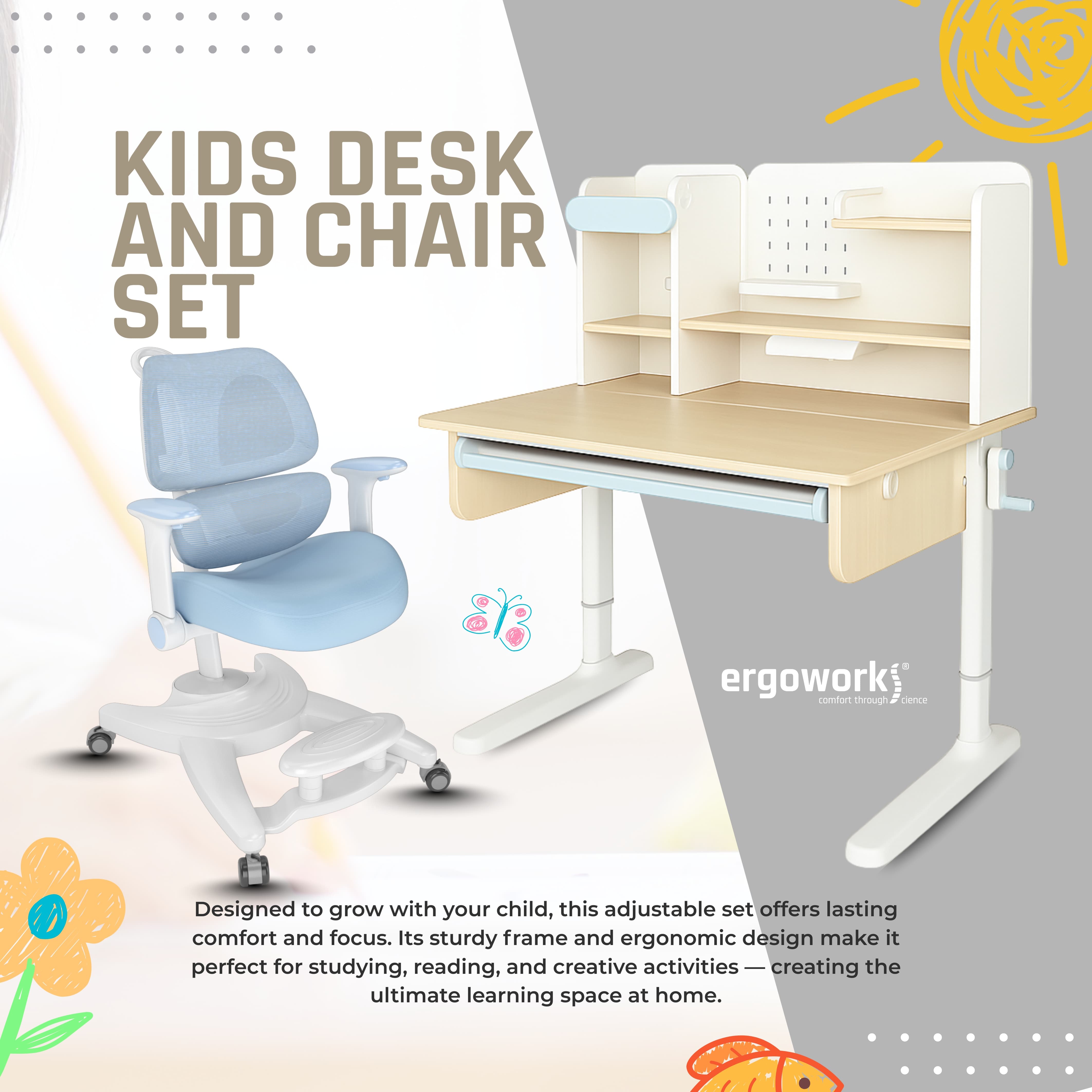 Impact Junior Desk Chair Set Impact Ergonomic Kids Desk & Chair Set [Chair & Length Options Available] Ergoworks