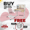 Impact Ergonomic Kids Desk & Chair Set [FREE Spindle bookshelf & Eye Care Lamp Worth $318.90] [Chair & Length Options Available]