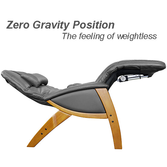 ERGOWORKS - EWZG6000-HWBK - Zero Gravity Massage Recliner Chair Singapore (Black Genuine Leather with Honey Wood Frame)