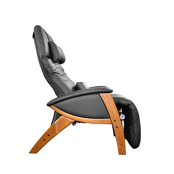 ERGOWORKS - EWZG6000-HWBK - Zero Gravity Massage Recliner Chair (Black Genuine Leather with Honey Wood Frame)