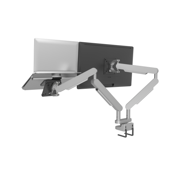 ZGO - ZG2 + TRAY - PREMIUM DUAL DESK MOUNT MONITOR ARM WITH LAPTOP TRAY
